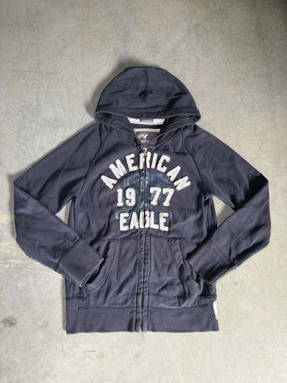 Y2K Navy Blue American Eagle Zip Up Hoodie